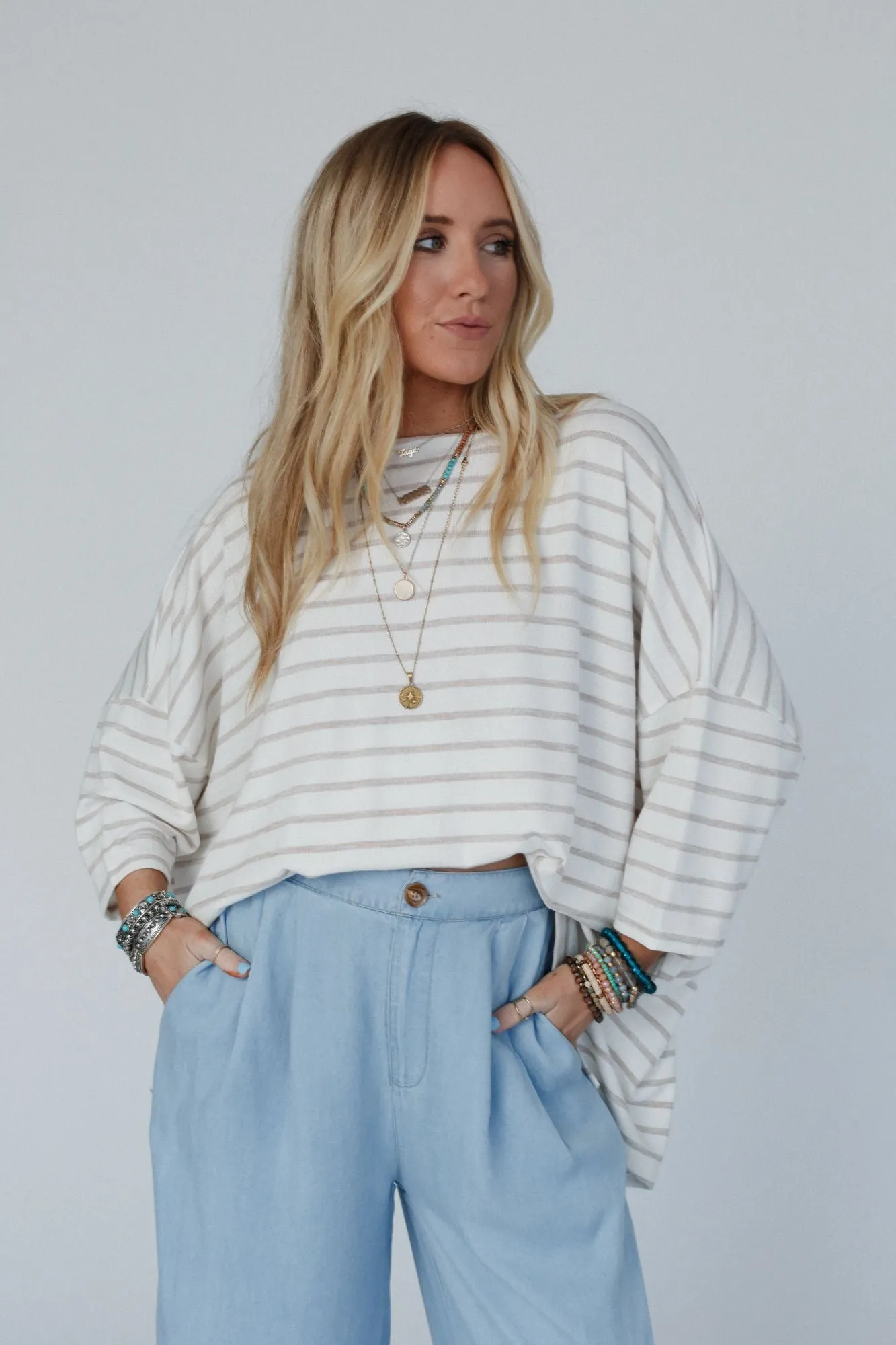 Swaying Stripes Top - Oatmeal