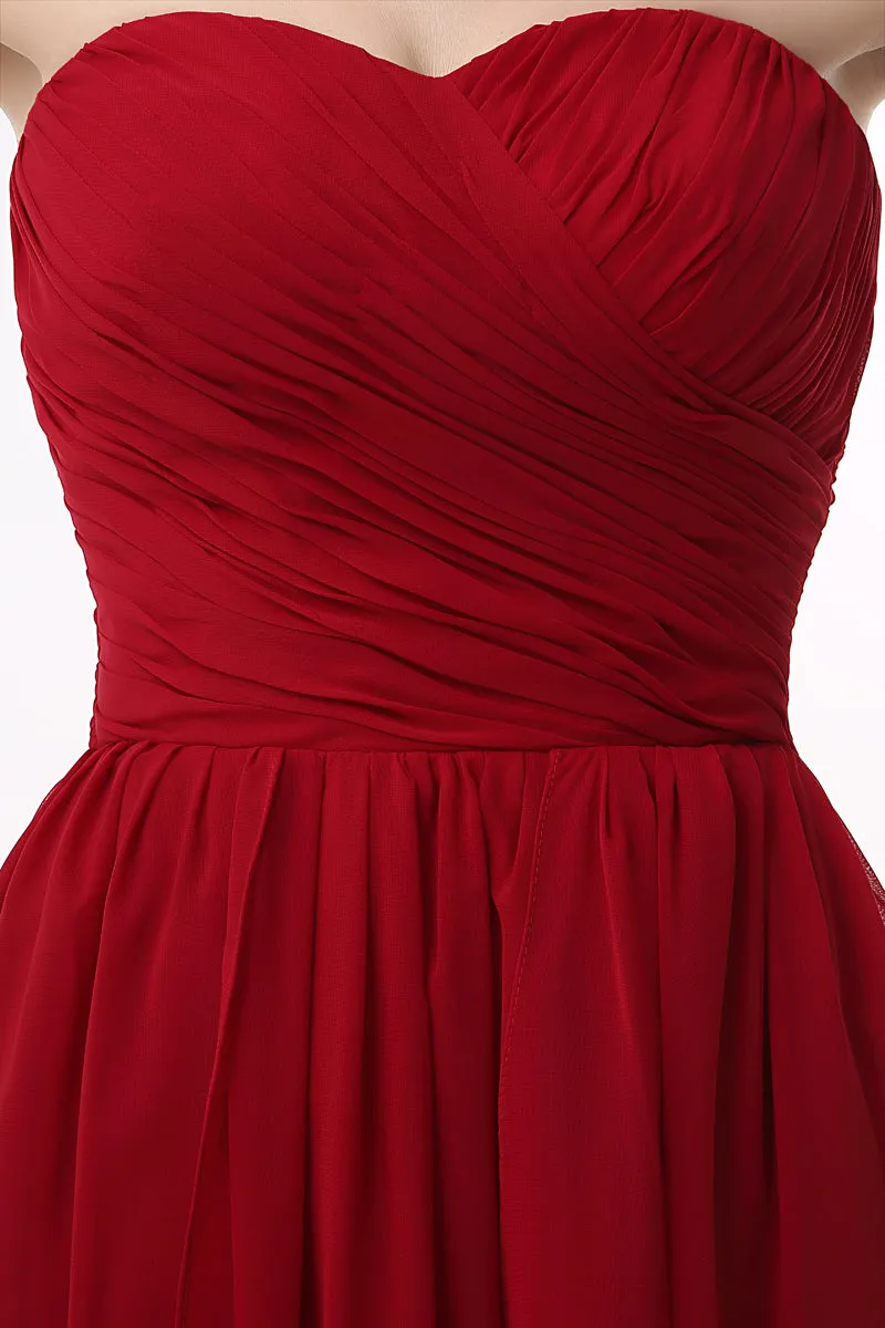 Sweetheart A-line Ruched Chiffon Long Prom Dresses