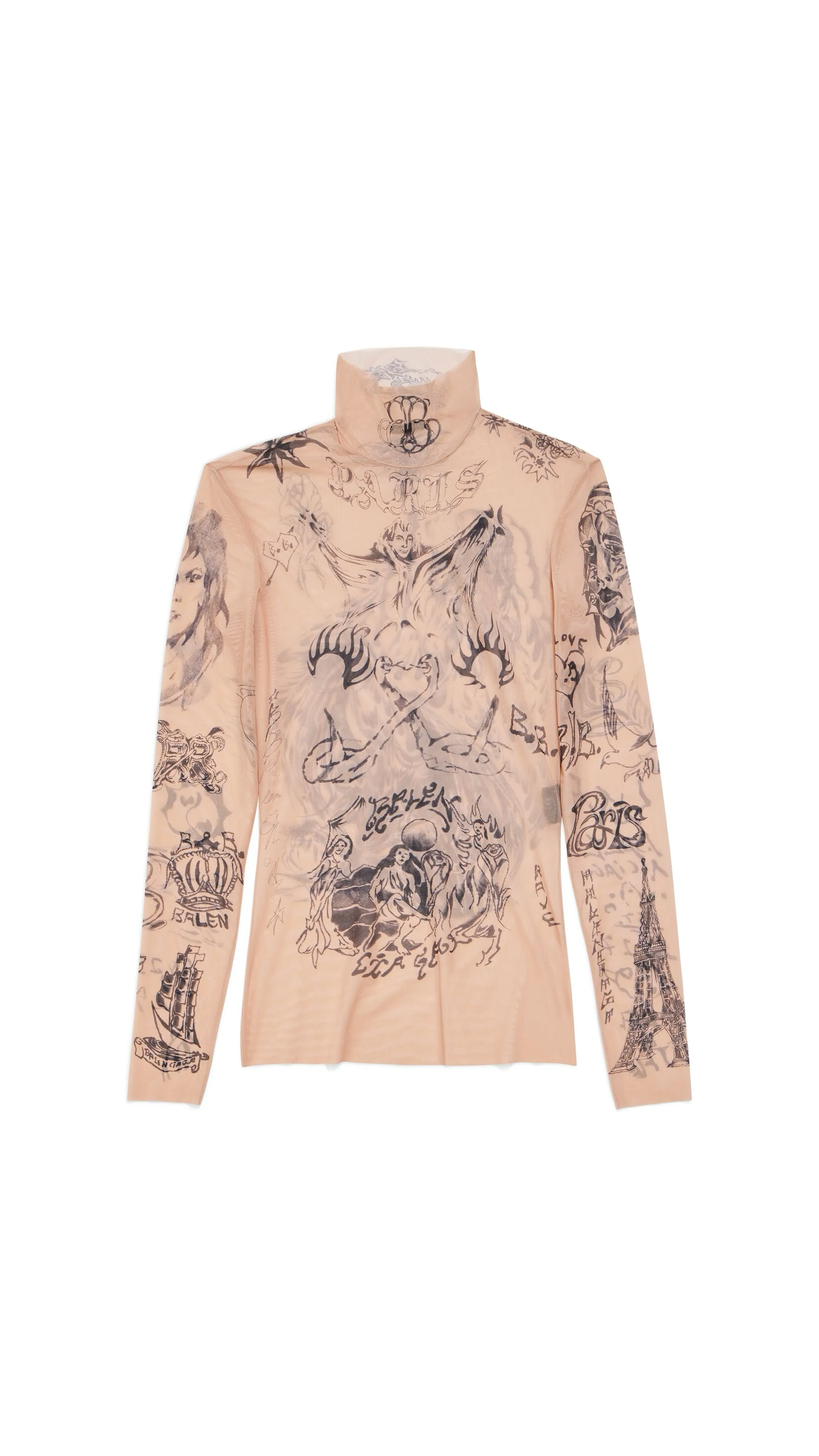 Tat Long Sleeve Top Tulle - Beige