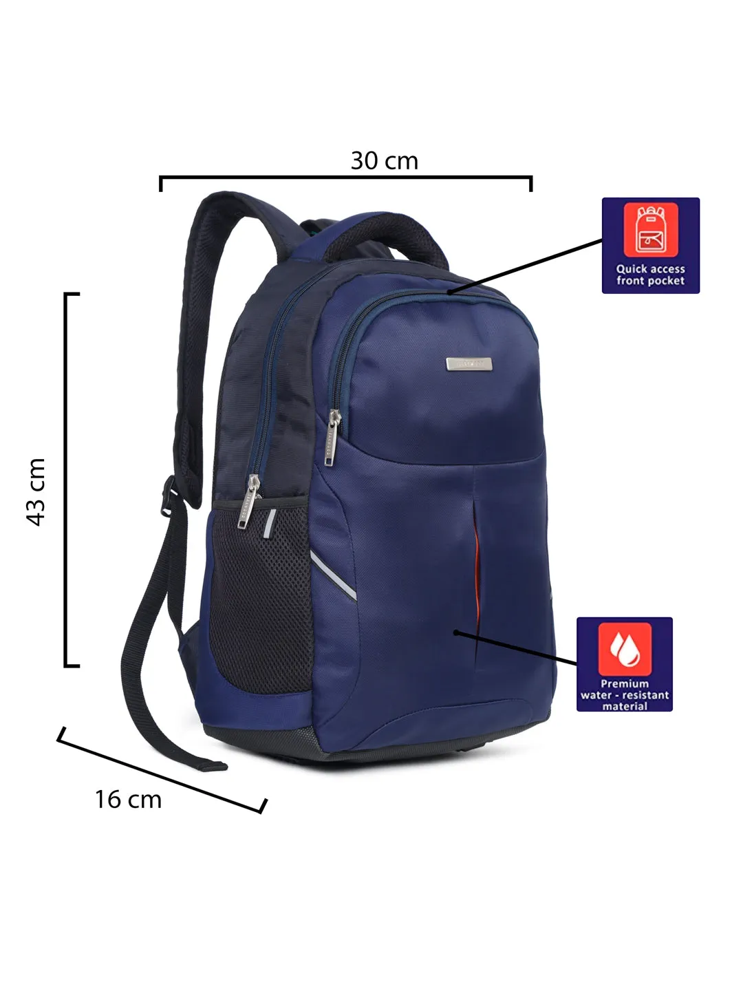 Teakwood Genuine Polyester Backpack -Navy Blue