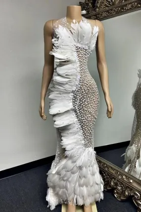 Tease Show Pearl Feather Dress