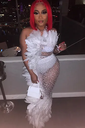 Tease Show Pearl Feather Dress