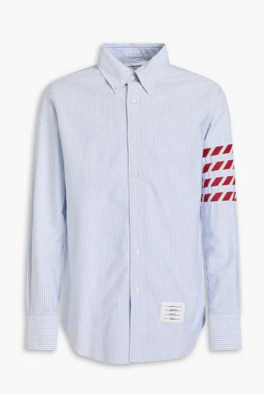 THOM BROWNE  |Stripes Long Sleeves Cotton Logo Designers Shirts