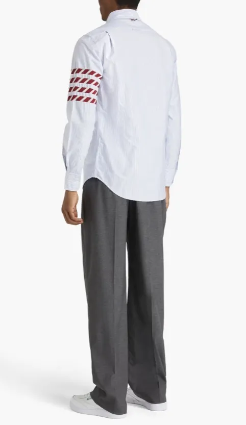 THOM BROWNE  |Stripes Long Sleeves Cotton Logo Designers Shirts