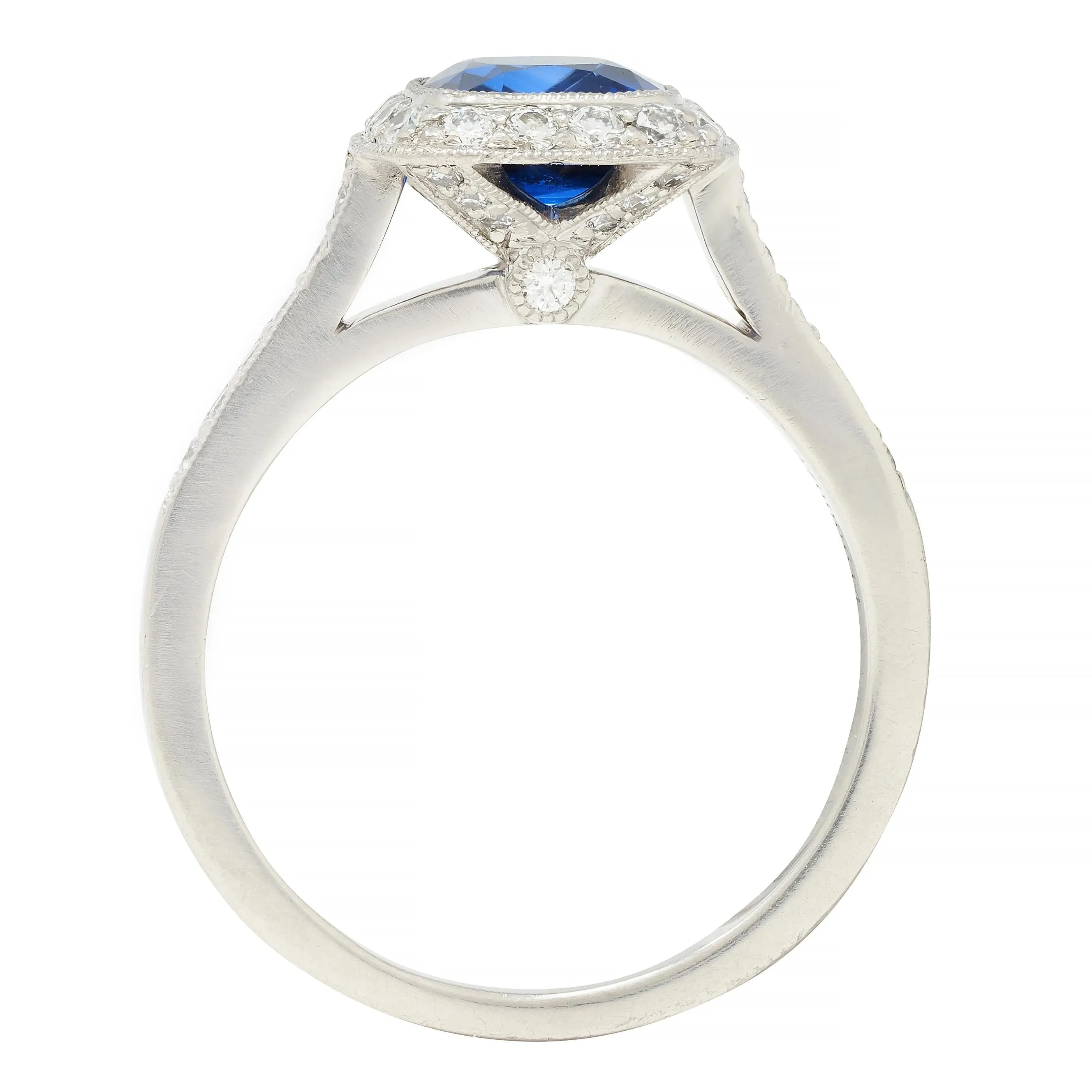 Tiffany & Co. 1.65 CTW Sapphire Diamond Platinum Soleste Halo Ring