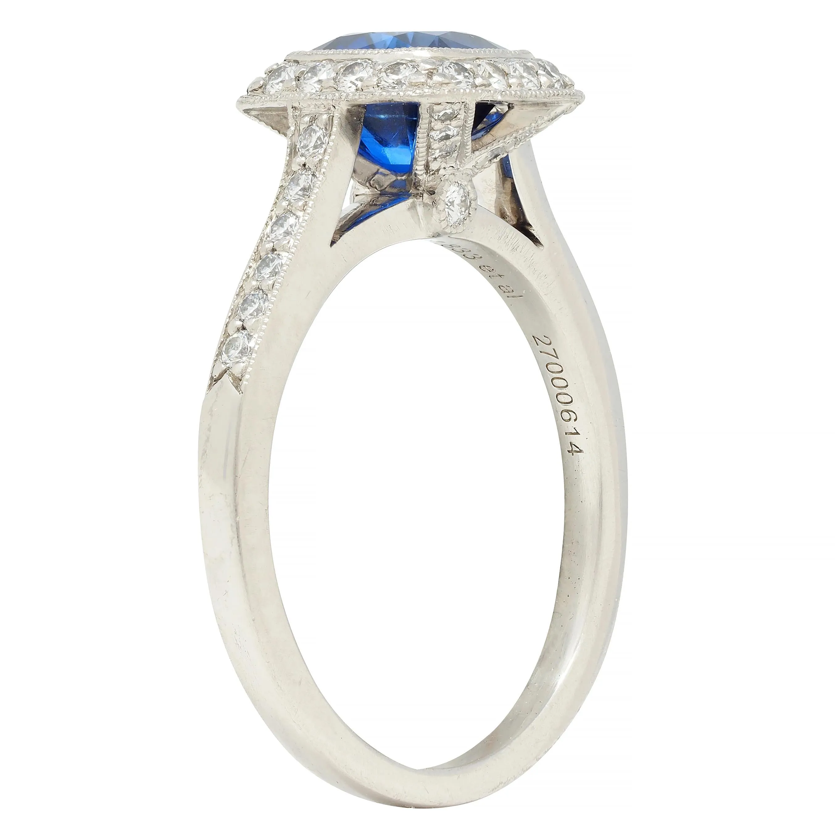 Tiffany & Co. 1.65 CTW Sapphire Diamond Platinum Soleste Halo Ring