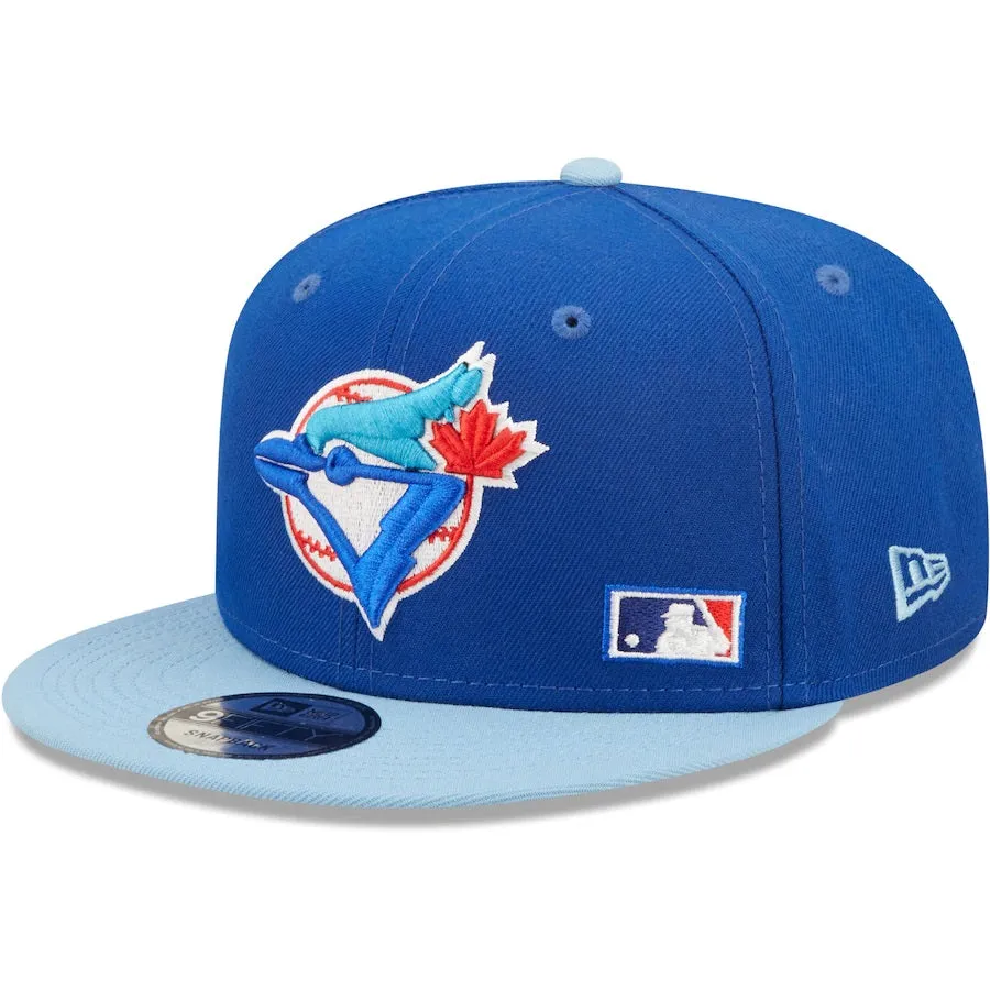 Toronto Blue Jays Cooperstown Green Bottom Light Blue Letter Arch 9Fifty Snapback Cap | Back Word Arch Royal Blue 9Fifty