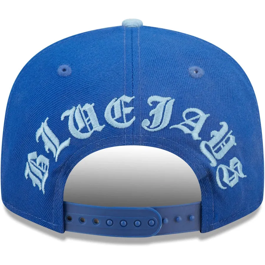 Toronto Blue Jays Cooperstown Green Bottom Light Blue Letter Arch 9Fifty Snapback Cap | Back Word Arch Royal Blue 9Fifty