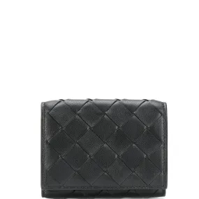 Tri-Fold Wallet Intrecciato, Black