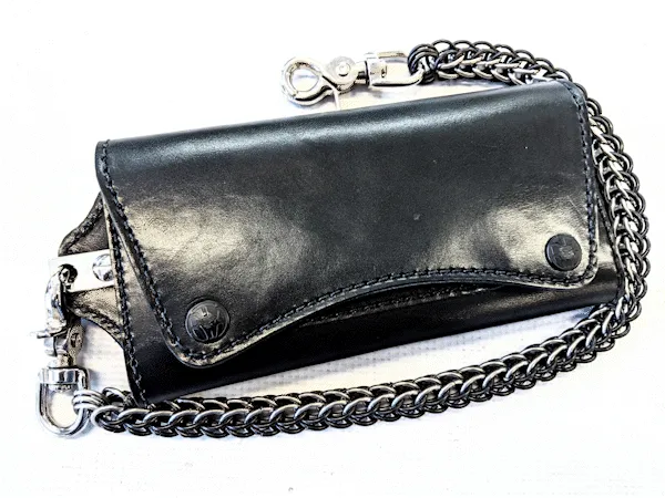 Trucker Trifold Leather Chain Wallet