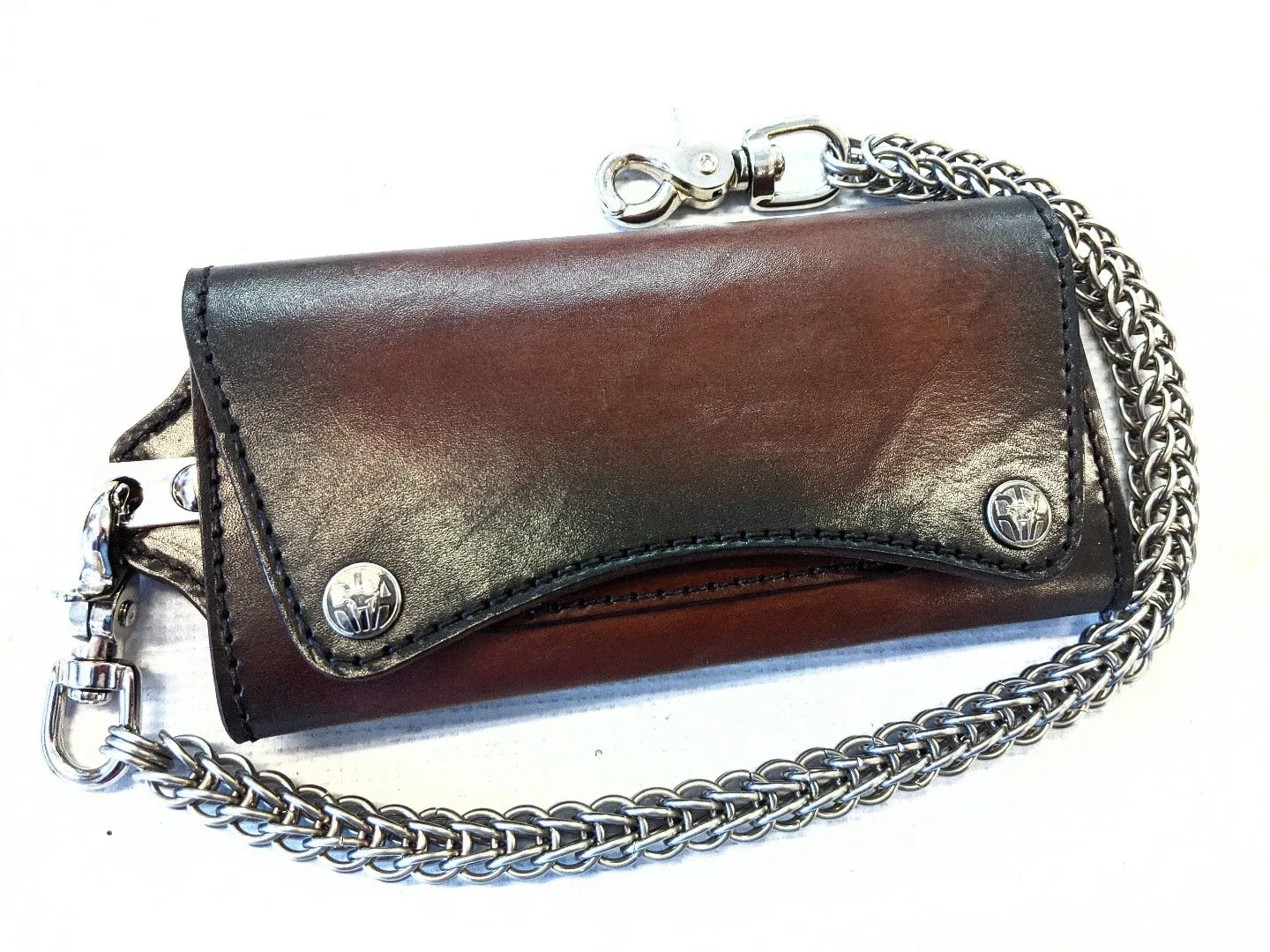 Trucker Trifold Leather Chain Wallet