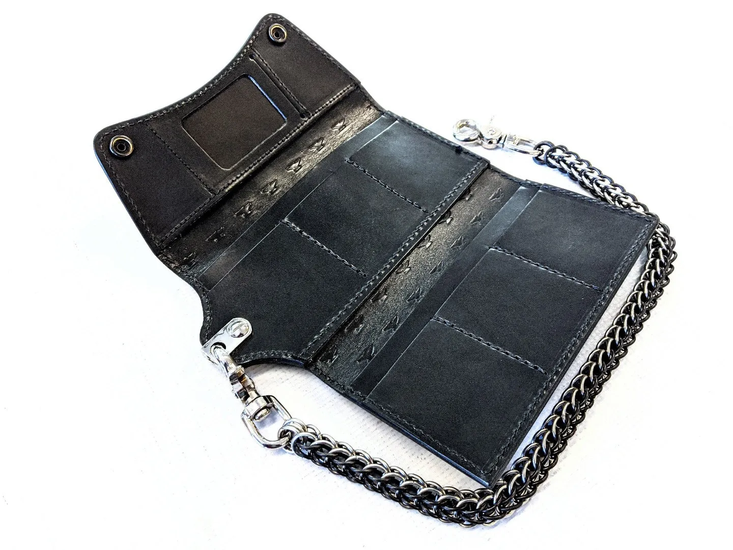 Trucker Trifold Leather Chain Wallet