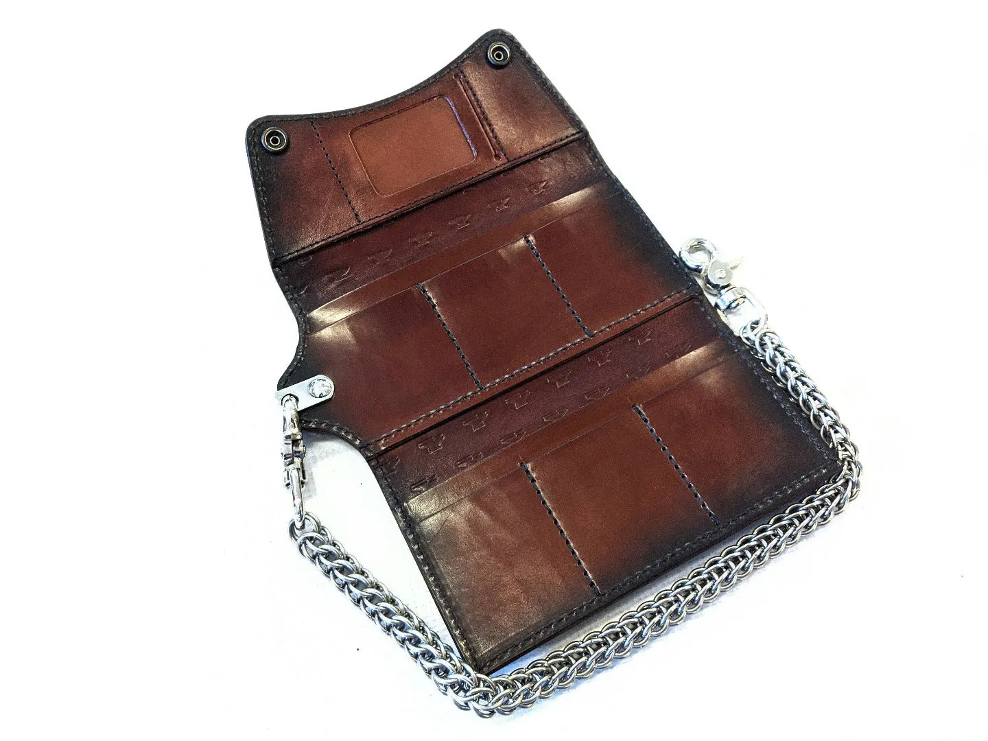 Trucker Trifold Leather Chain Wallet