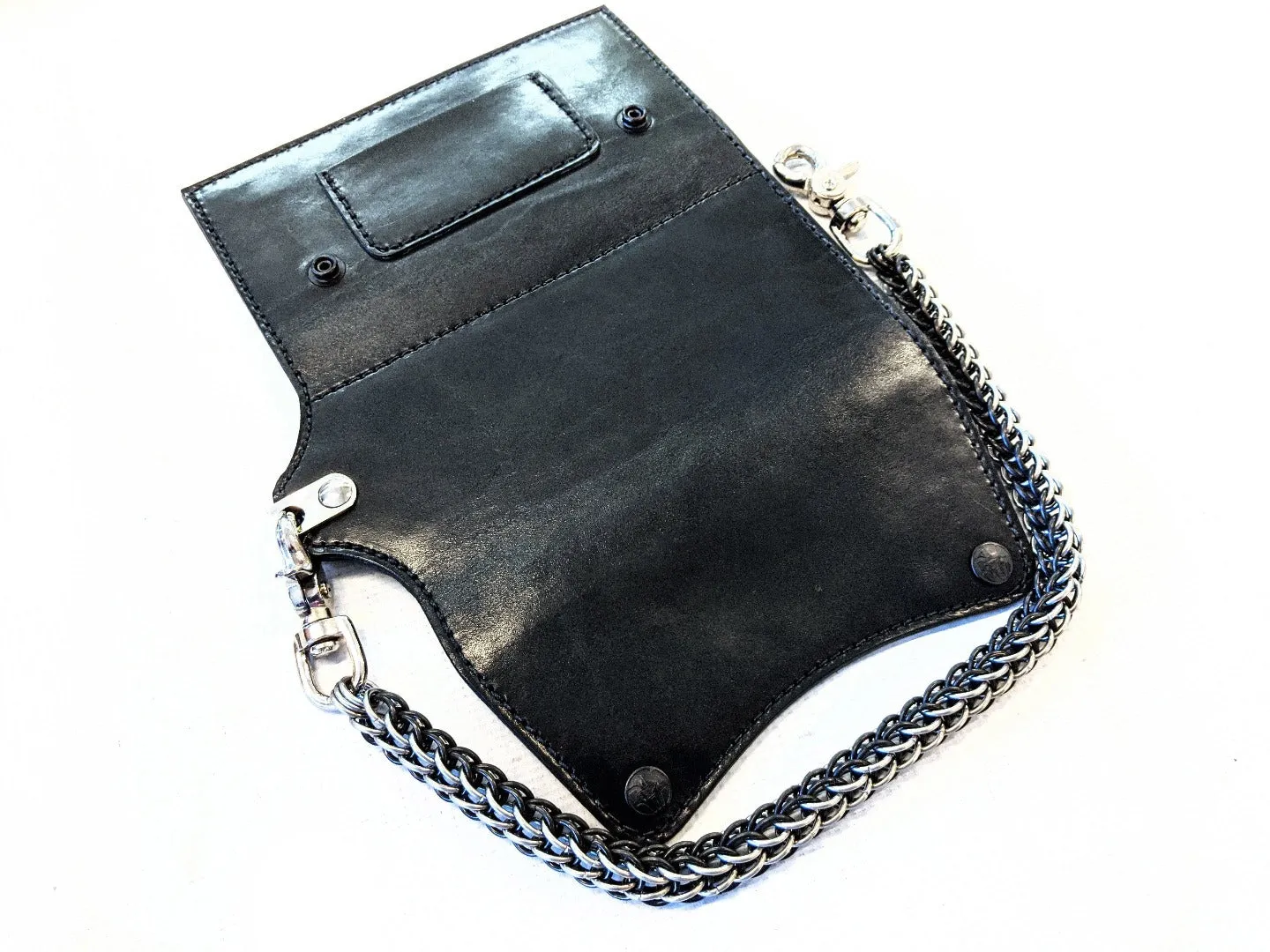 Trucker Trifold Leather Chain Wallet