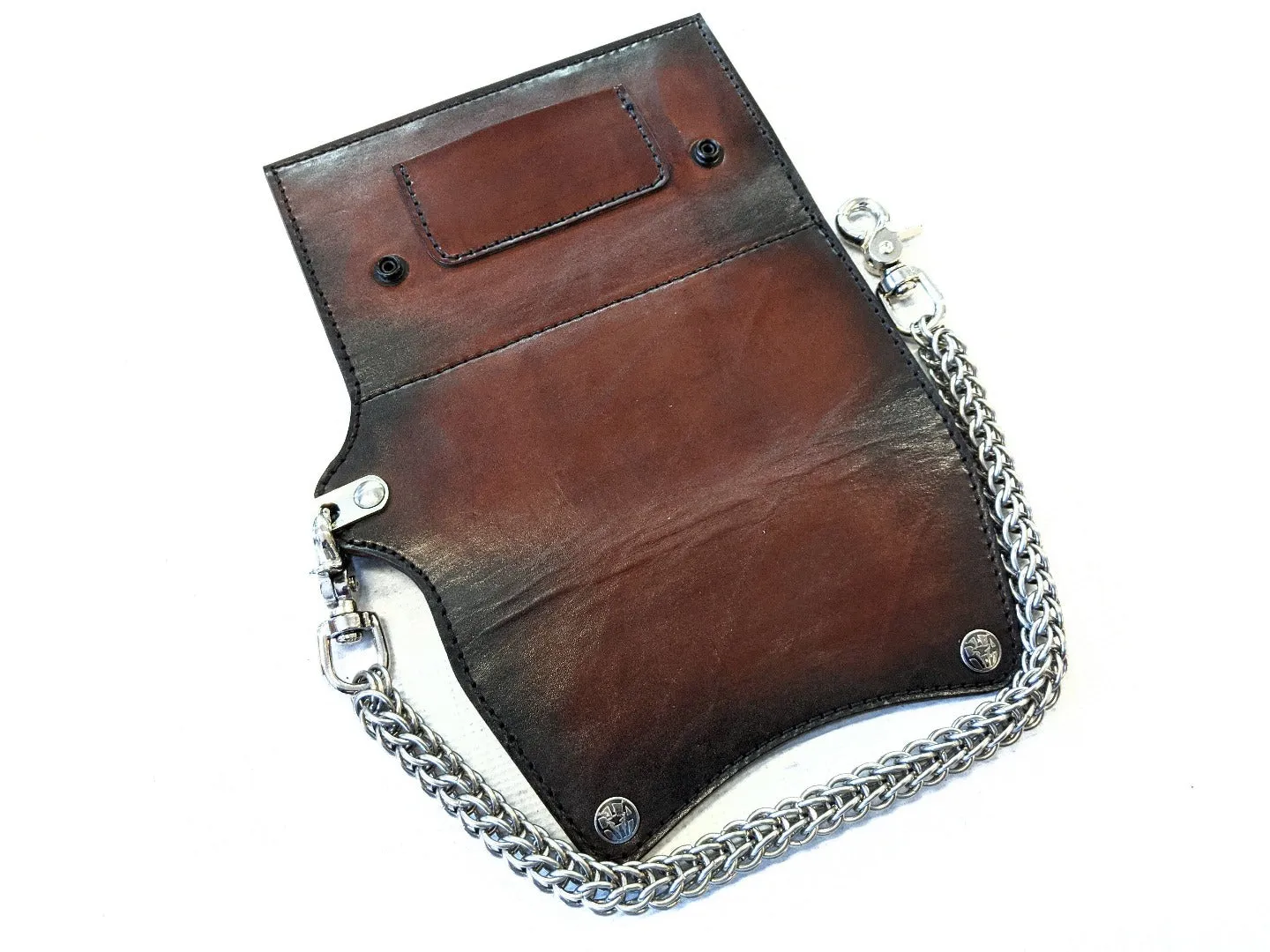 Trucker Trifold Leather Chain Wallet