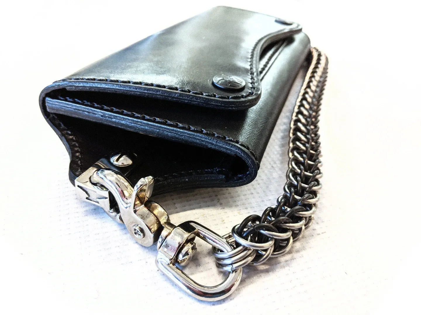 Trucker Trifold Leather Chain Wallet