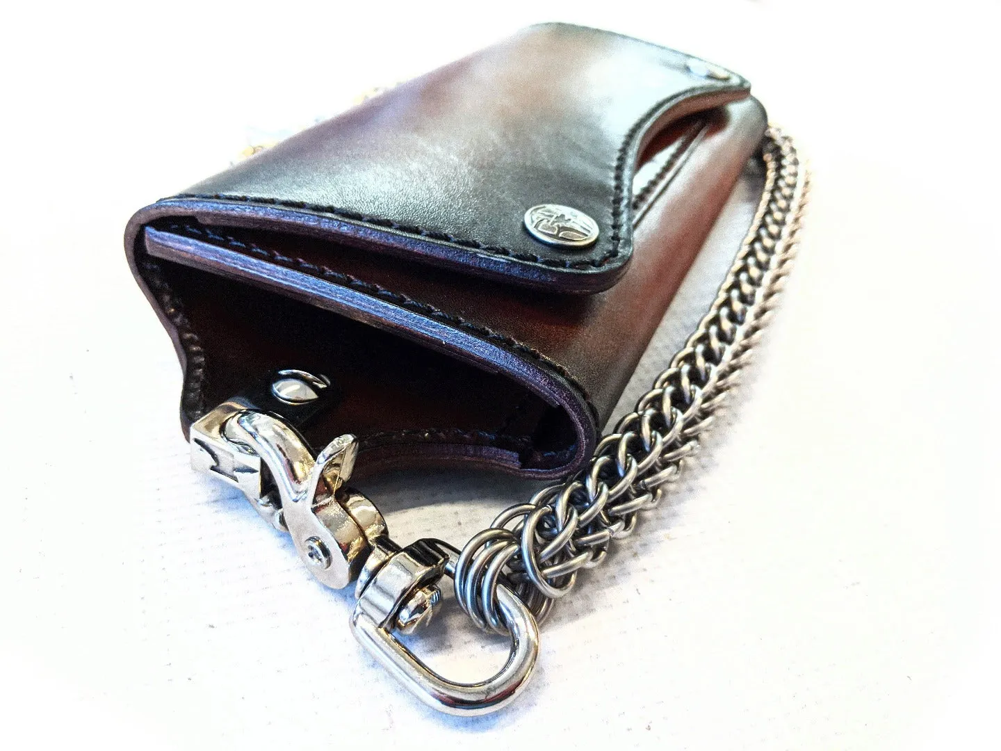 Trucker Trifold Leather Chain Wallet