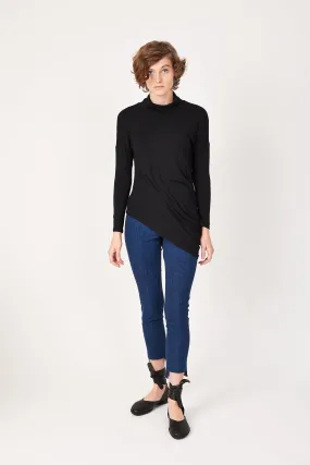 Turtleneck L/S Curve Top | Black Bamboo