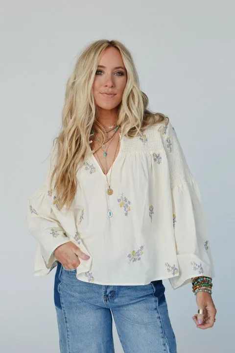 Two To Tango Floral Top - Cream