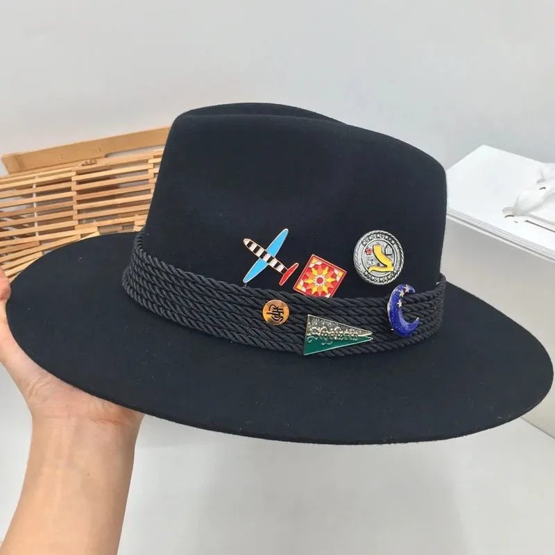 Unisex Black American Fashion Tide Restoring Ancient Way Fedora Hat