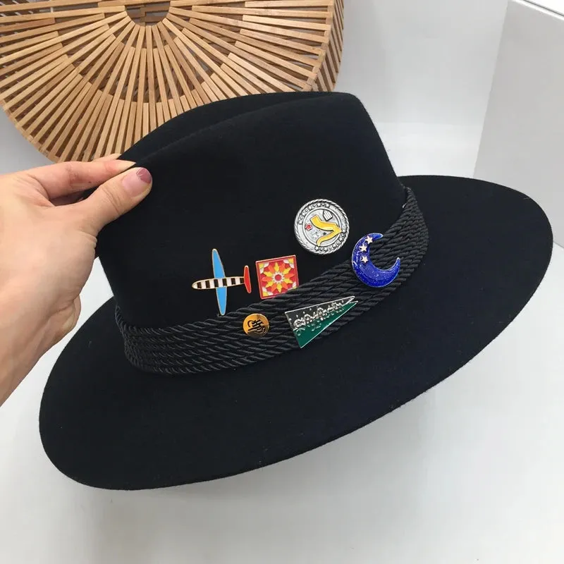 Unisex Black American Fashion Tide Restoring Ancient Way Fedora Hat