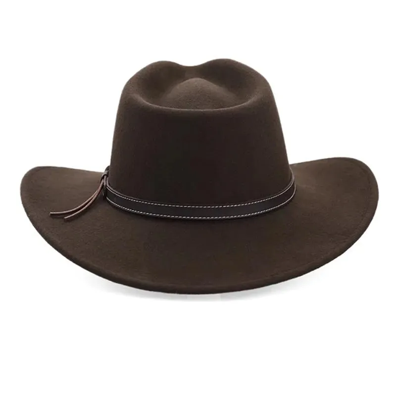 Unisex Casual Solid Western Style Wrinkle-proof Woollen Fedora Hat