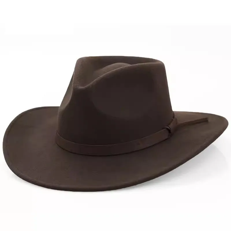 Unisex Casual Solid Western Style Wrinkle-proof Woollen Fedora Hat