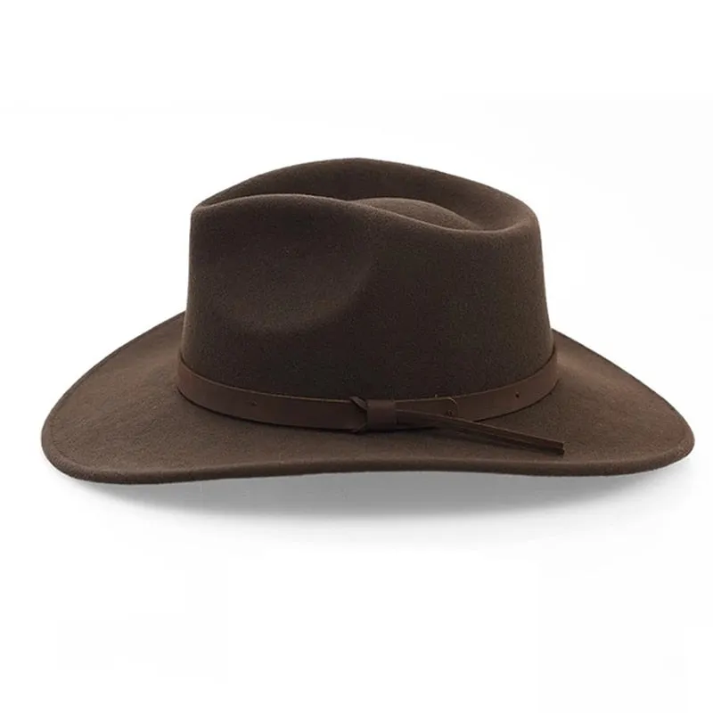 Unisex Casual Solid Western Style Wrinkle-proof Woollen Fedora Hat