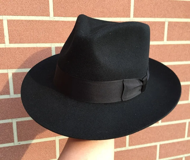 Unisex Classic Solid Wool Gangster Mobster Michael Jackson Fedora Hat