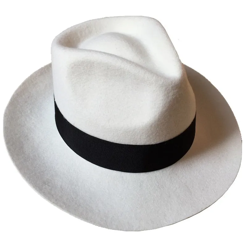 Unisex Classic Solid Wool Gangster Mobster Michael Jackson Fedora Hat