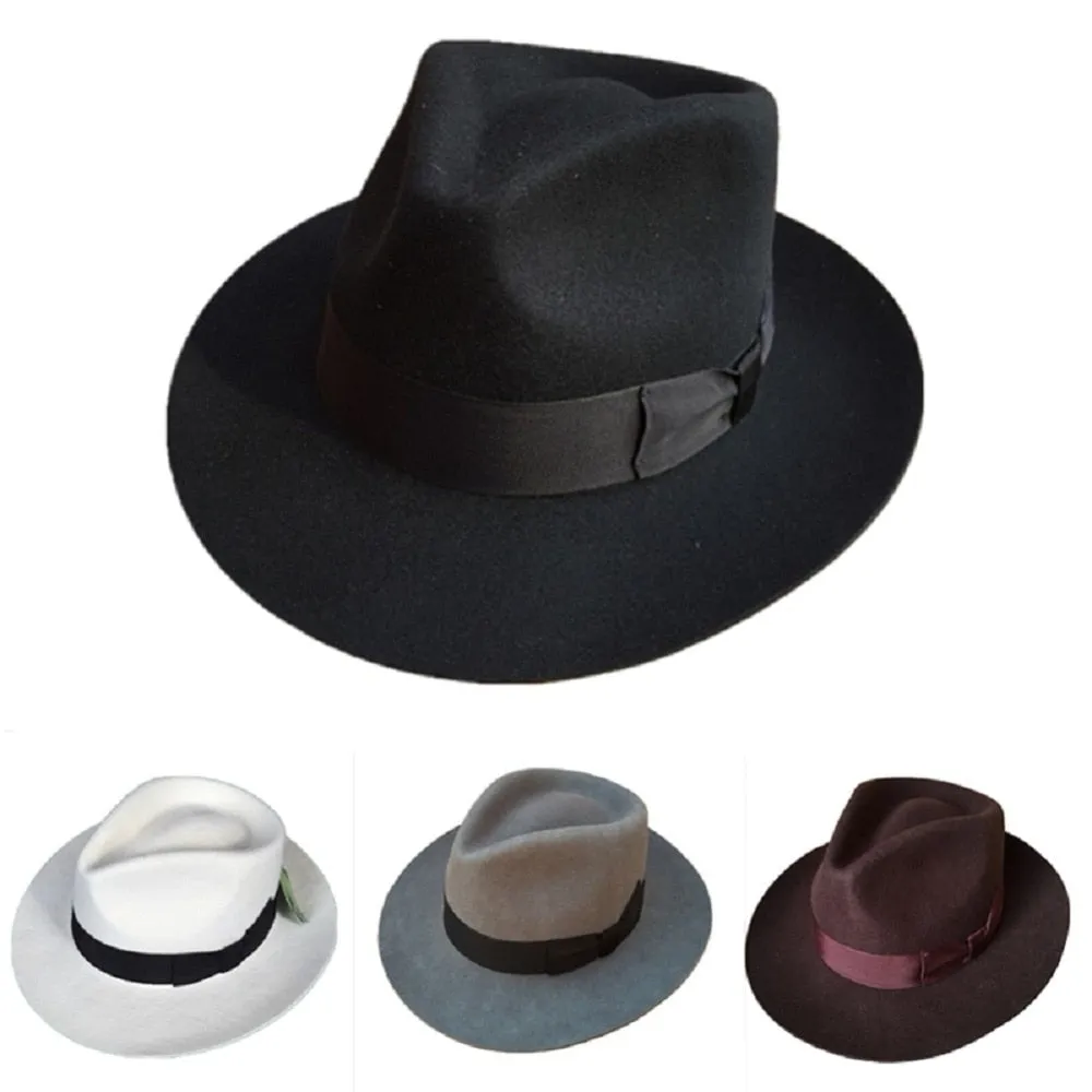 Unisex Classic Solid Wool Gangster Mobster Michael Jackson Fedora Hat