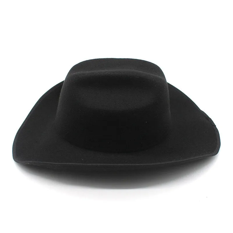 Unisex Formal Bull Head Decor Wide Brim Western Jazz Cowboy Hat