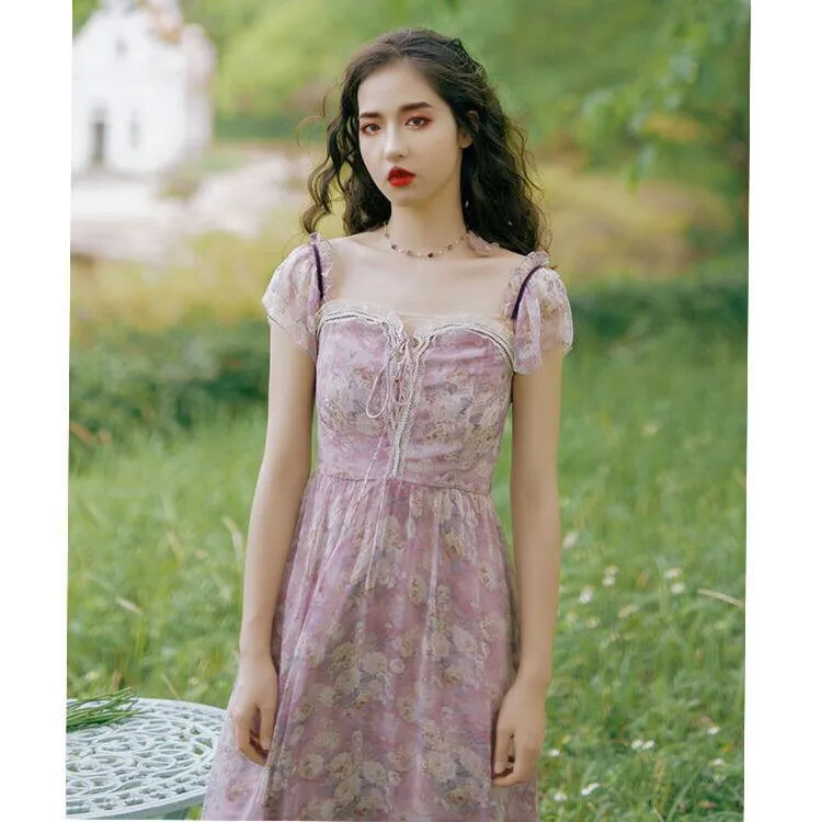 Venus Rainglow Vintage-Floral Princess Dress