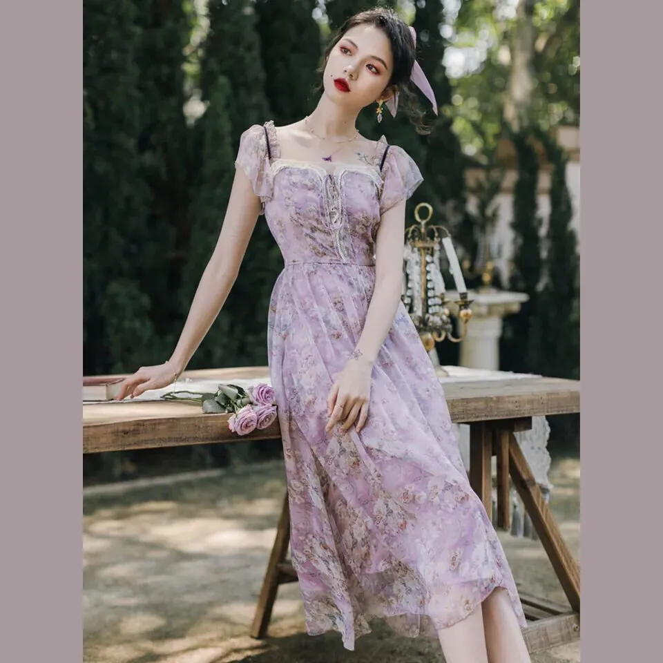 Venus Rainglow Vintage-Floral Princess Dress