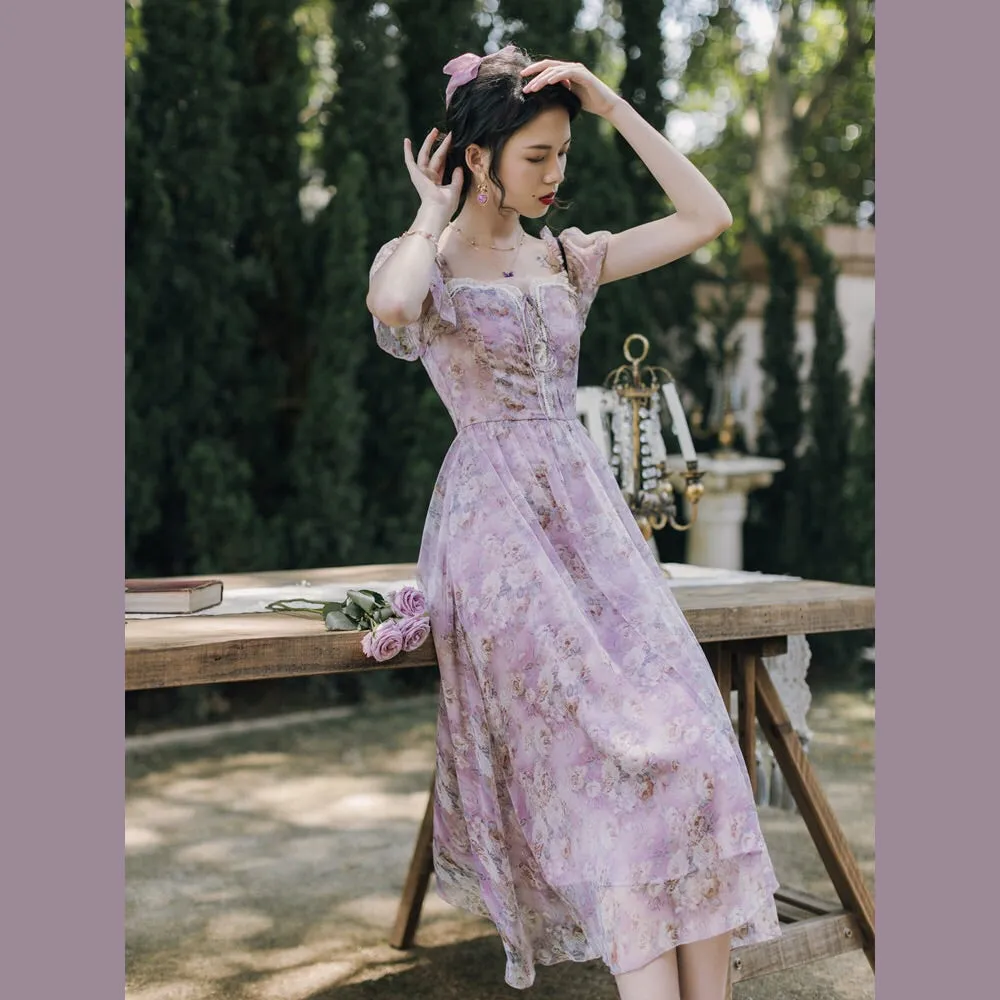 Venus Rainglow Vintage-Floral Princess Dress