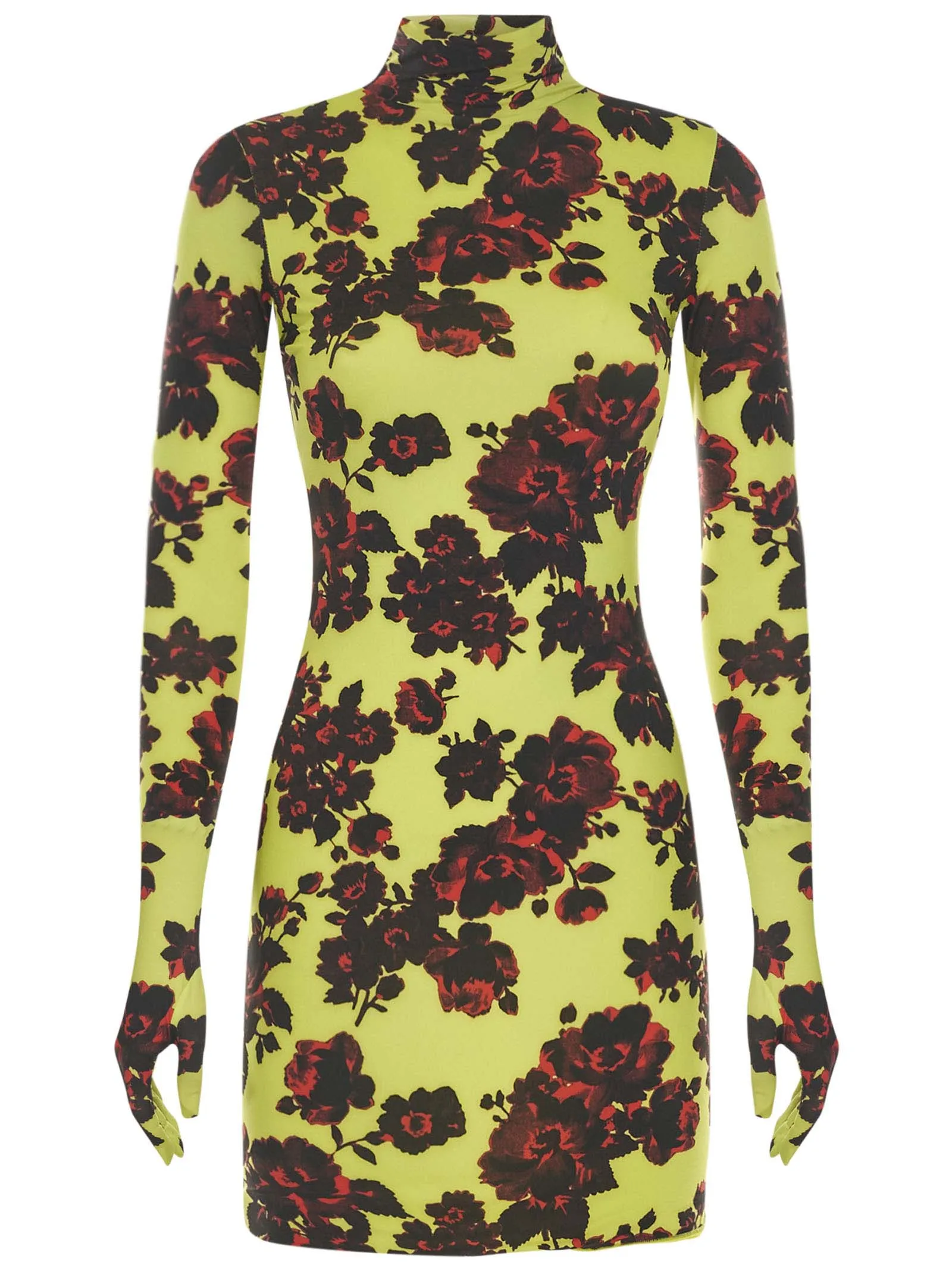 Vetements Floral Printed Turtleneck Dress