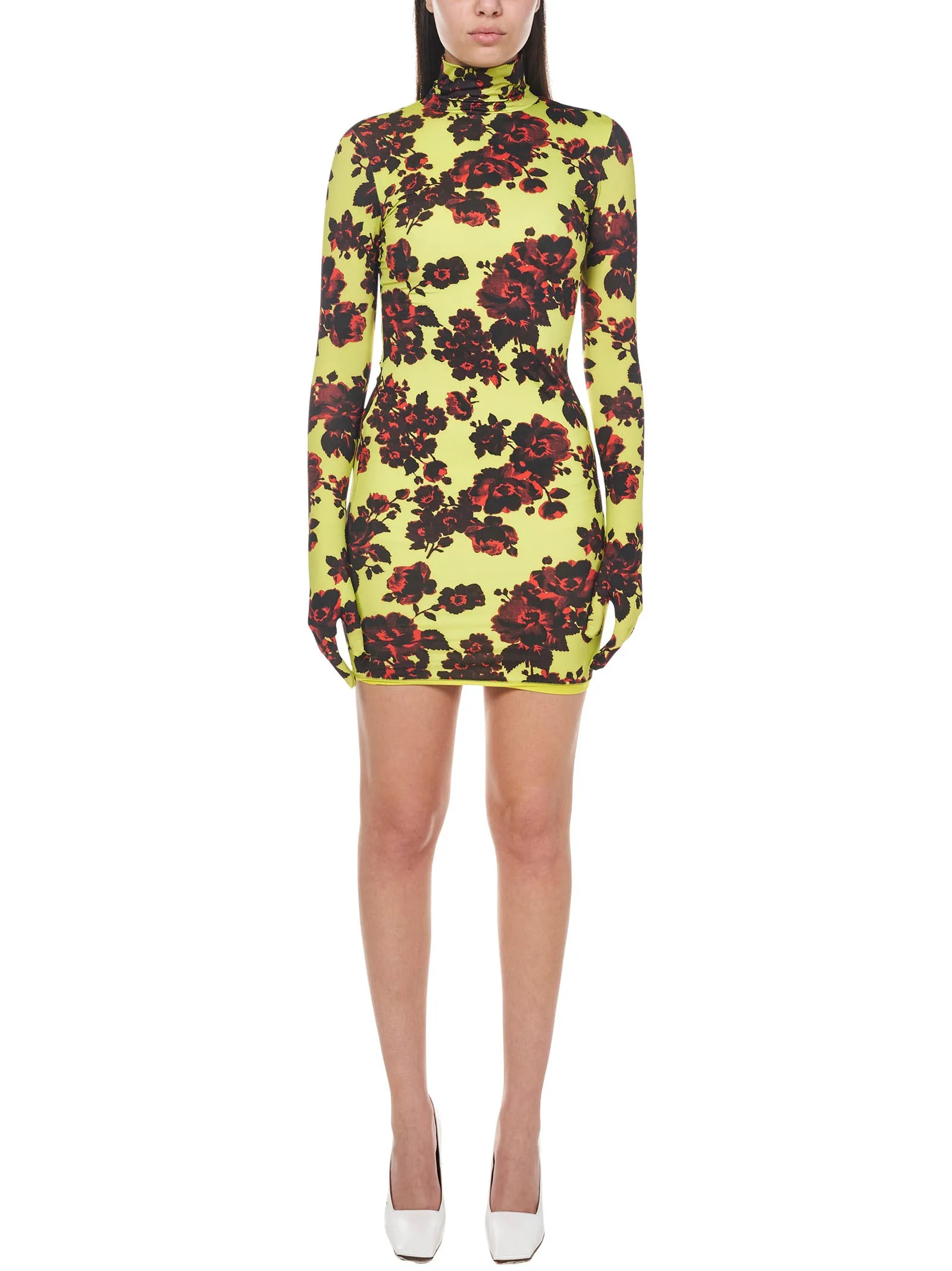 Vetements Floral Printed Turtleneck Dress