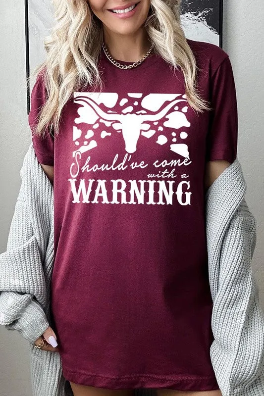 Western Cow Animal Warning Graphic T Shirts