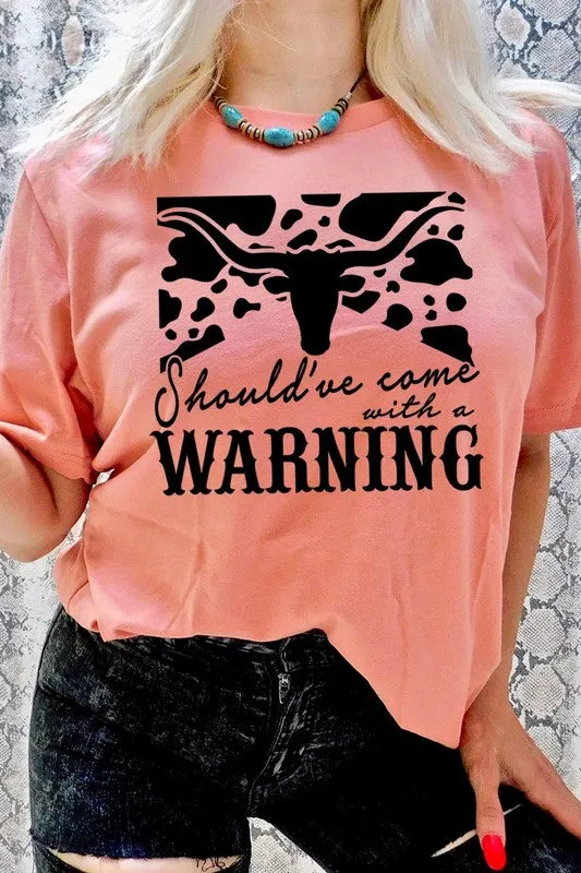 Western Cow Animal Warning Graphic T Shirts