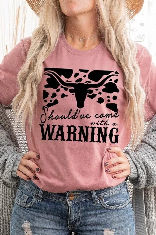 Western Cow Animal Warning Graphic T Shirts