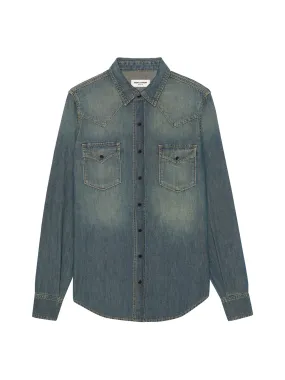 WESTERN SHIRT IN DEEP VINTAGE BLUE DENIM