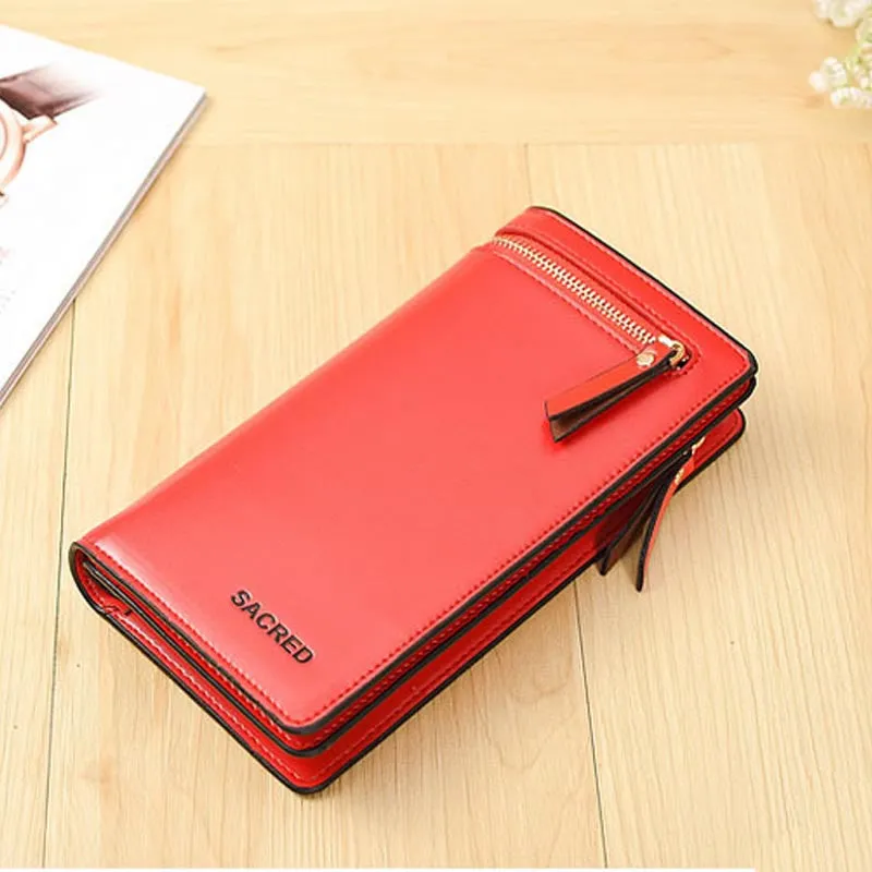 Women Bifold Zipper Wallet PU Card Clutch Holers Purse bag