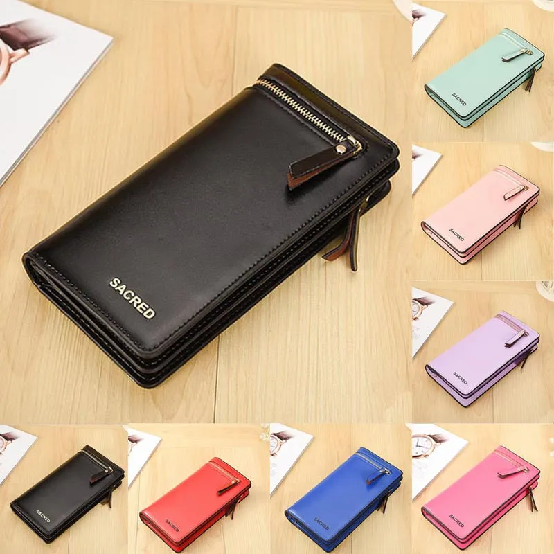 Women Bifold Zipper Wallet PU Card Clutch Holers Purse bag