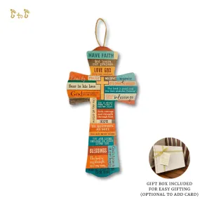 Wood Inspirational Cross (Multiple verses)