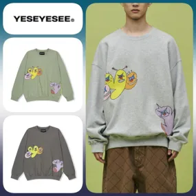 YESEYESEE  |U-Neck Long Sleeves Cotton Sweatshirts