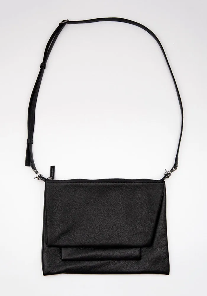 YOHJI YAMAMOTO DISCORD DA-I96-790 TRIPLE CLUTCH SHOULDER BAG BLACK