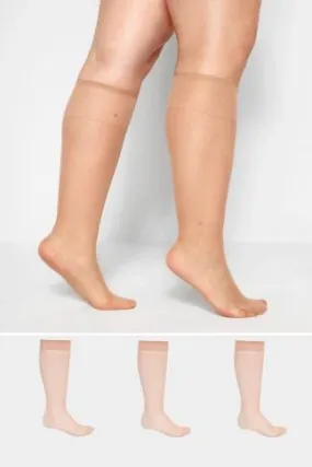 YOURS 3 PACK Nude Sheer Knee High Socks