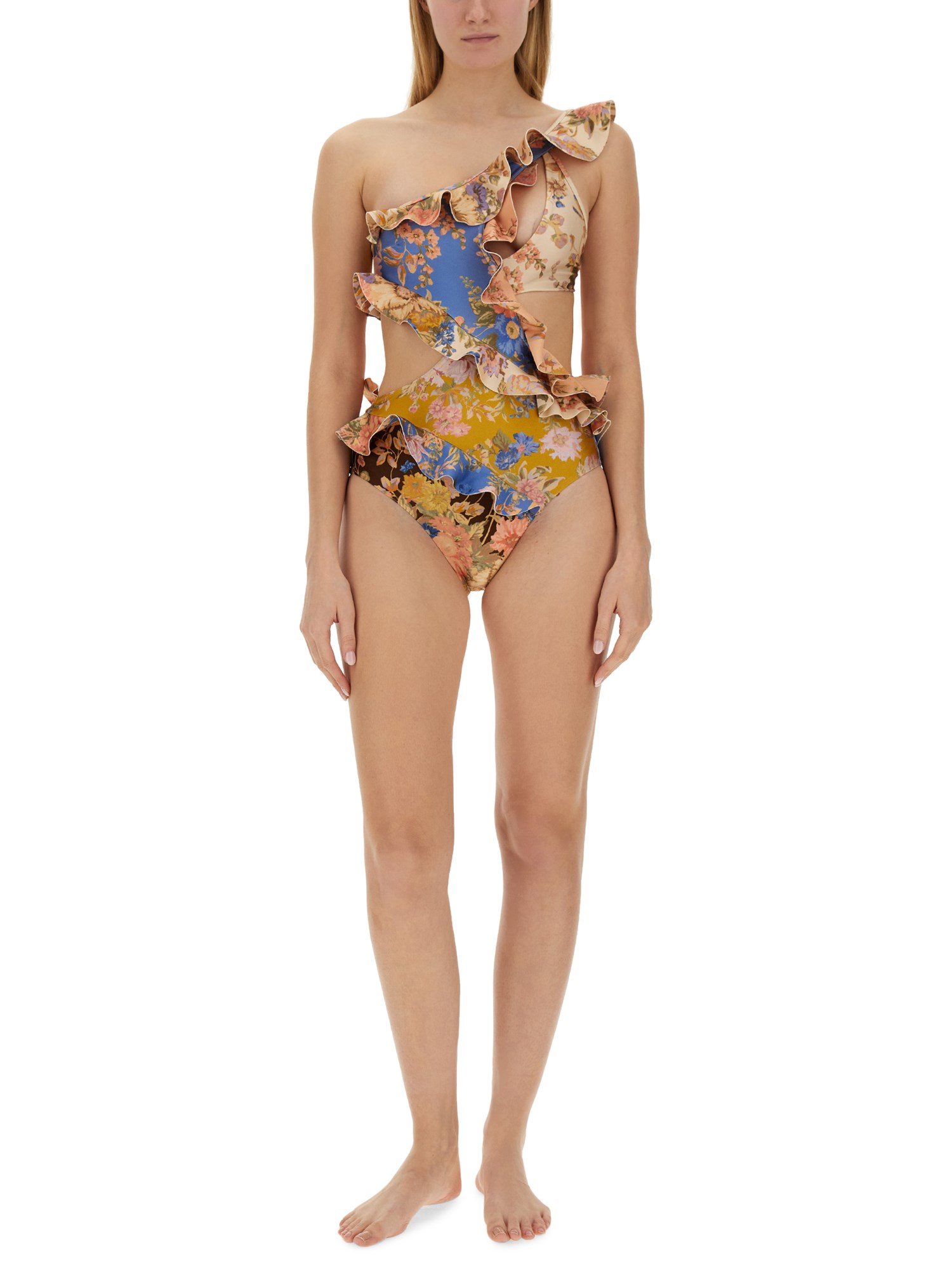 ZIMMERMANN    ONE PIECE SWIMSUIT WITH FLORAL PATTERN